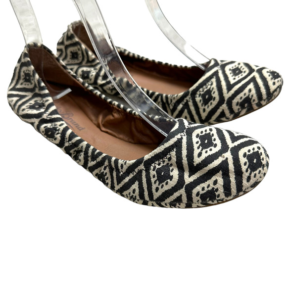 Lucky Brand Shoes - Lucky Brand Canvas Erin Ballet Flats Black White Aztec Tribal Geometric 7.5